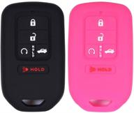 🔑 stylish black rose silicone fob pocket key cover case for honda sedan civic accord ex-l pilot cr-v keyless smart key (2015-2018) logo