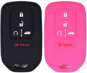 img 4 attached to 🔑 Stylish Black Rose Silicone Fob Pocket Key Cover Case for Honda Sedan Civic Accord EX-L Pilot CR-V Keyless Smart Key (2015-2018)