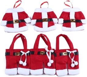 img 4 attached to 🎅 6 Pack Warmstor Christmas Santa Claus Suit Cutlery Bag - Festive Silverware Tableware Holder Pouch for Home Dinner Table, Holiday Party, Christmas Tree Decoration