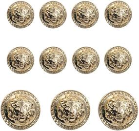 img 4 attached to 🦁 11-Piece Gold Vintage Antique Metal Button Set - 3D Lion Head - for Blazers, Suits, Sport Coats, Uniforms, Jackets