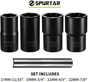img 3 attached to Spurtar Twist Socket Set Lug Nut Remover - 5 Piece Impact 🔧 Stripped Lug Nut Remover Wheel Lock Removal Kit - 17MM 19MM 21MM 22MM