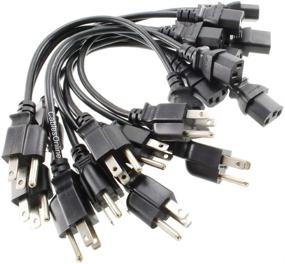 img 4 attached to CablesOnline 10-Pack of 1ft. Short 3-Conductor PC Power Cords, 18AWG, NEMA 5-15p to IEC C13 Cable - PC-111-10