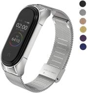 📿 mijobs stainless steel metal watch band for xiaomi mi band 6/5/4/3 - replacement strap for mi band 4 global version bracelet - stylish wristband for women and men logo