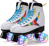 🛼 outdoor quad wheel roller skates for women and men with light up wheels - classic quad rink skate shoes for beginners, adult/girls/unisex logo