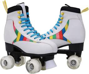 img 2 attached to 🛼 Outdoor Quad Wheel Roller Skates for Women and Men with Light Up Wheels - Classic Quad Rink Skate Shoes for Beginners, Adult/Girls/Unisex