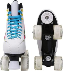 img 1 attached to 🛼 Outdoor Quad Wheel Roller Skates for Women and Men with Light Up Wheels - Classic Quad Rink Skate Shoes for Beginners, Adult/Girls/Unisex