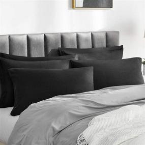 img 3 attached to 🛌 Hansleep Queen Size Pillowcase Set of 2 - Premium Brushed Microfiber Pillowcases, Ultra Soft Cover with Envelope Closure, Wrinkle Fade Resistant, 20 x 30 Inches, Black