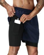 🏃 men's 2-in-1 compression running shorts with pockets - runhit gym shorts for men: ideal workout & athletic shorts logo