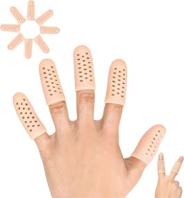 img 4 attached to 👐 Gel Finger Cots: Breathable Finger Protector Support (14 PCS) - Ideal for Trigger Finger, Hand Eczema, Cracking, Arthritis & More