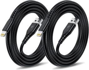 img 4 attached to 📱 [2 Pack] Extra Long iPhone Charger Cable - 10 ft, Apple MFI Certified - Lightning Cable 10 Foot - 10 Feet iPad Power Charging Cord - Compatible with iPhone 11/Xs/XS Max/XR/X/8/8 Plus/7/7 Plus/6 (Black)
