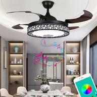 🌀 smart bluetooth ceiling fans with lights and remote control – morechange 42", retractable modern chandelier fan lighting with speaker for bedroom/living room – 7 colorful dimmable fixture, music player логотип