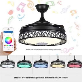 img 3 attached to 🌀 Smart Bluetooth Ceiling Fans with Lights and Remote Control – MoreChange 42", Retractable Modern Chandelier Fan Lighting with Speaker for Bedroom/Living Room – 7 Colorful Dimmable Fixture, Music Player