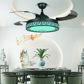 img 1 attached to 🌀 Smart Bluetooth Ceiling Fans with Lights and Remote Control – MoreChange 42", Retractable Modern Chandelier Fan Lighting with Speaker for Bedroom/Living Room – 7 Colorful Dimmable Fixture, Music Player