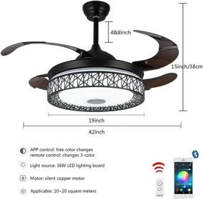 img 2 attached to 🌀 Smart Bluetooth Ceiling Fans with Lights and Remote Control – MoreChange 42", Retractable Modern Chandelier Fan Lighting with Speaker for Bedroom/Living Room – 7 Colorful Dimmable Fixture, Music Player