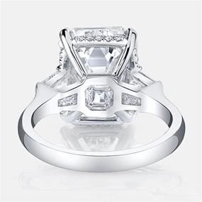 img 2 attached to AINUOSHI 3/4 Carat Emerald or Asscher Cut 3-Stone Cubic Zirconia 💍 CZ Engagement Anniversary Ring, 925 Sterling Silver Band, Christmas Gift, Jewelry Box Included