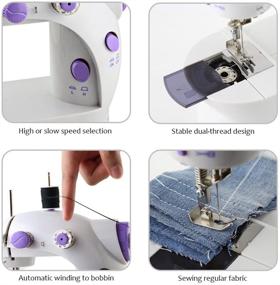 img 1 attached to MOOACE Mini Sewing Machine - Portable & Compact, Dual Speed with Double Thread, Stylish Purple Design