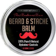 🧔 non-greasy natural beard balm for men - beard wax and conditioner for growth with amber musk scent - cruelty-free, softening beard care by pure body naturals, 1.75oz logo