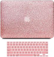 anban macbook air 13 inch case - sparkly bling pu leather cover, rose gold - compatible with a1466 a1369 release 2010-2017, with keyboard cover logo