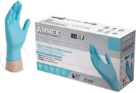 💙 ammex blue nitrile disposable exam-grade gloves - latex & powder free, 3 mil thickness, food-safe, lightly-textured, non-sterile logo