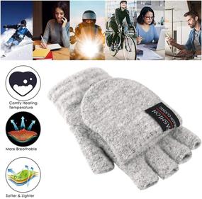 img 2 attached to HelloCreate Heating Gloves Winter Knitted Men's Accessories for Gloves & Mittens