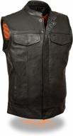 🧥 milwaukee soa men's naked cowhide leather vest: zipper & snap front, 2 inside gun pockets, x-large logo