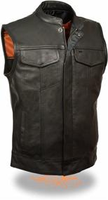 img 2 attached to 🧥 Milwaukee SOA Men's Naked Cowhide Leather Vest: Zipper & Snap Front, 2 Inside Gun Pockets, X-Large