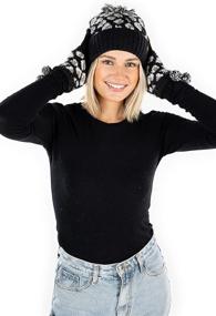 img 3 attached to 🐆 Funky Junque Women's Leopard Print Knit Beanies and Scarves with Faux Fur Pom and Cuff