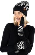 🐆 funky junque women's leopard print knit beanies and scarves with faux fur pom and cuff logo