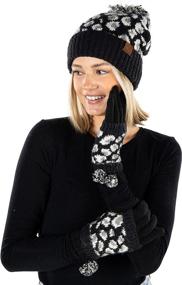 img 4 attached to 🐆 Funky Junque Women's Leopard Print Knit Beanies and Scarves with Faux Fur Pom and Cuff