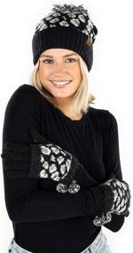 img 2 attached to 🐆 Funky Junque Women's Leopard Print Knit Beanies and Scarves with Faux Fur Pom and Cuff