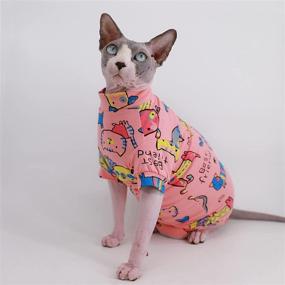 img 1 attached to Sphynx Hairless Cat Cute Summer Cotton T-Shirts: Pet Clothes for Cats, Round Collar Kitten Shirts in Cats Apparel