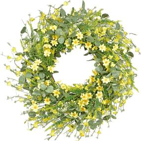 img 4 attached to GRBAMBI 22 Inch Artificial Daisy Spring Wreath: Farmhouse Elegance for Front Door Decor and Home Party