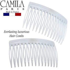 img 1 attached to 🎀 Camila Paris CP3111 French Hair Side Comb: 2 Pack Curved White Flexible Durable Hair Combs for Women, Strong Hold Hair Clips | No Slip Styling Girls Hair Accessories Made in France