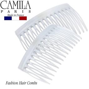 img 3 attached to 🎀 Camila Paris CP3111 French Hair Side Comb: 2 Pack Curved White Flexible Durable Hair Combs for Women, Strong Hold Hair Clips | No Slip Styling Girls Hair Accessories Made in France