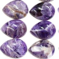 💎 amethyst natural gemstone teardrop cabochons set of 5 - ideal for jewelry making, beads, and crafts (22x30mm) logo