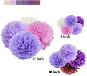 img 3 attached to 🎉 Engagement Wedding Party Xmas Decoration - MerryNine Tissue Paper Poms 20pcs 8 10 14 Inch Ivory Pink Purple Paper Flowers Garland, Purple Shades Set of Paper Pom Poms