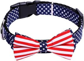 img 3 attached to H-Shero American Flag Bowtie Dog Collar – Available in 3 Sizes for Medium Dogs: Width 2.0cm, Adjustable 34-50cm