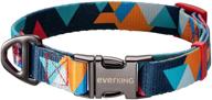 🐶 everking dog collar soft & comfortable polyester with safety locking buckle - adjustable for small, medium, large dogs and cats - geometry pattern for outdoor training, walking, running, camping - vanilla (size: m) logo