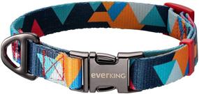 img 4 attached to 🐶 EVERKING Dog Collar Soft & Comfortable Polyester with Safety Locking Buckle - Adjustable for Small, Medium, Large Dogs and Cats - Geometry Pattern for Outdoor Training, Walking, Running, Camping - Vanilla (Size: M)