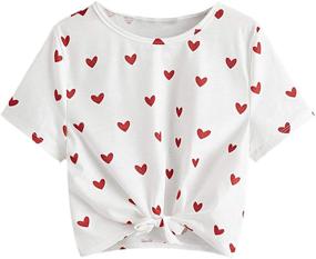 img 4 attached to 👚 Heart Sleeve Girls' Casual Clothing Tops, Tees & Blouses by Milumia