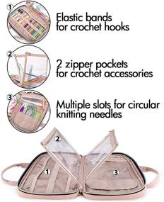 img 2 attached to 🧶 YARWO Knitting Needles Case (up to 10.6"), Crochet Hooks Organizer with Double Handle for Circular Knitting Needles and Accessories, Dusty Rose (Bag Only)