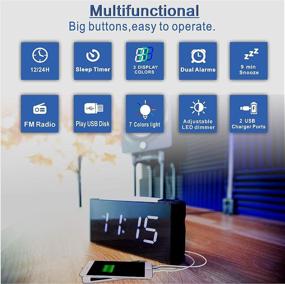 img 3 attached to 🕰️ SICSMIAO Digital Alarm Clock Radio with FM Radio, 3 Color Displays, 7 Color Night Light, Dual USB Charging Ports, Sleep Timer, Dimmer, Snooze, Battery Backup - Ideal Alarm Clocks for Bedrooms, Kids, and Elderly