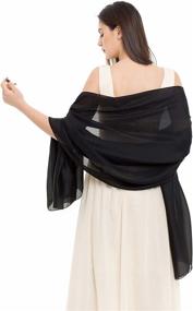 img 3 attached to 👰 REEMONDE Womens Luxurious Soft Satin Long Chiffon Bridal Scarf Shawl Wraps Pashmina for Evening Party - Elevate Your Style with Elegance and Comfort!