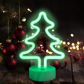 img 4 attached to 🎄 TIDYON Neon Sign Christmas Tree - LED Neon Nightlight USB Charging/Battery Powered - Colorful Lightning Shape - Indoor Décor for Bedroom, Living Room - Ideal for Christmas, Halloween, Birthday