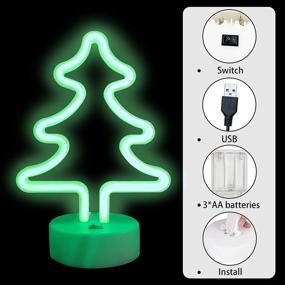 img 1 attached to 🎄 TIDYON Neon Sign Christmas Tree - LED Neon Nightlight USB Charging/Battery Powered - Colorful Lightning Shape - Indoor Décor for Bedroom, Living Room - Ideal for Christmas, Halloween, Birthday