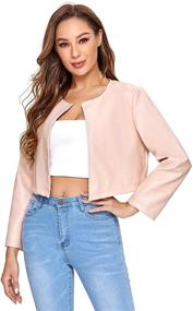 img 1 attached to SheIn Womens Casual Leather Cropped Women's Clothing for Coats, Jackets & Vests