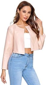 img 2 attached to SheIn Womens Casual Leather Cropped Women's Clothing for Coats, Jackets & Vests