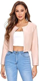 img 4 attached to SheIn Womens Casual Leather Cropped Women's Clothing for Coats, Jackets & Vests
