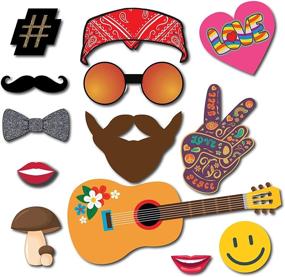 img 1 attached to 🌼 Get Groovy with 1960s Hippie Party Throwback Photo Booth Props - 41 Pieces with Wooden Sticks and Strike a Pose Sign by Outside The Booth