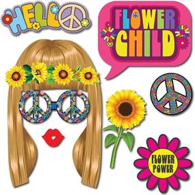 img 2 attached to 🌼 Get Groovy with 1960s Hippie Party Throwback Photo Booth Props - 41 Pieces with Wooden Sticks and Strike a Pose Sign by Outside The Booth